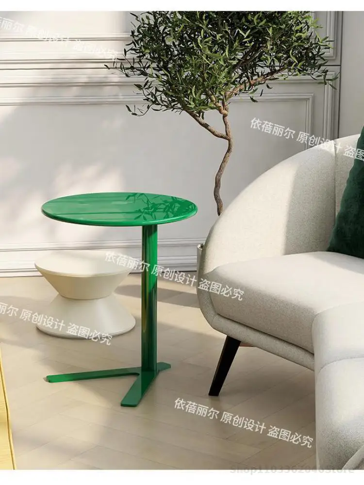 Designer Coffee Table Living Room Sofa Side Table Simple Light Luxury Small Round Balcony Bedroom Round Middle Green