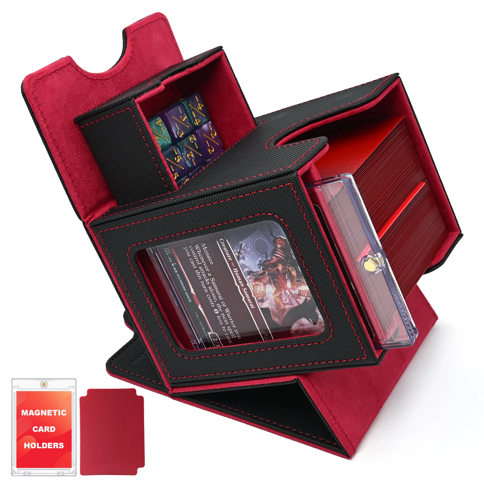 Ryshepro Commander Deck Box mit Sichtfenster für MTG, passend für über 100 doppelt gesleevte Karten, magnetische Kartenaufbewahrungsbox für TCG PTCG – Detail 8