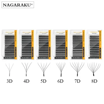 NAGARAKU Automatic Flowering W Shape Bloom 3D 4D 5D 6D Premade Fans Speed Eyelash Extensions Natural Soft Light Full Dense