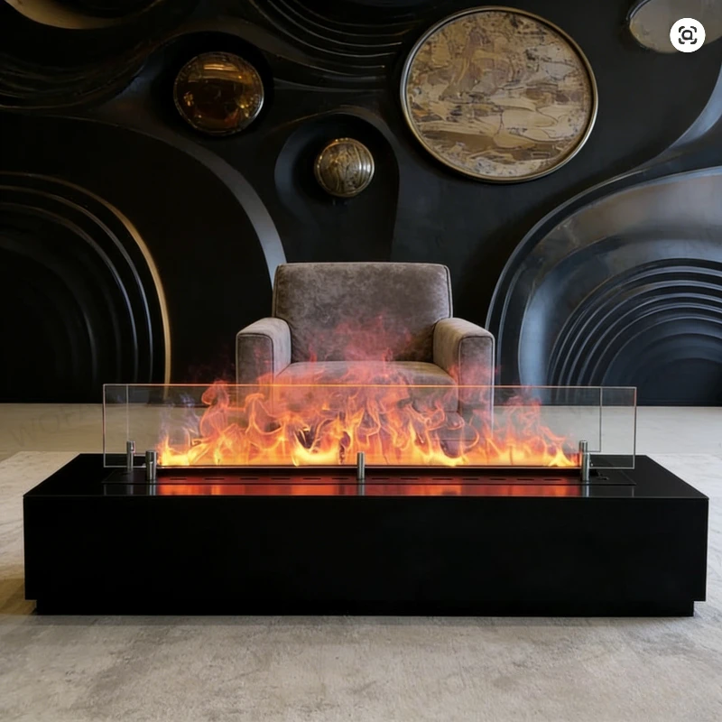 เตาผิงไฟฟ้า LED แบบ 3 มิติ ปรับความสว่างได้ พร้อมเอฟเฟกต์เสียงเปลวไฟแตกกระจาย สำหรับตกแต่งภายในบ้าน สไตล์โมเดิร์น 1