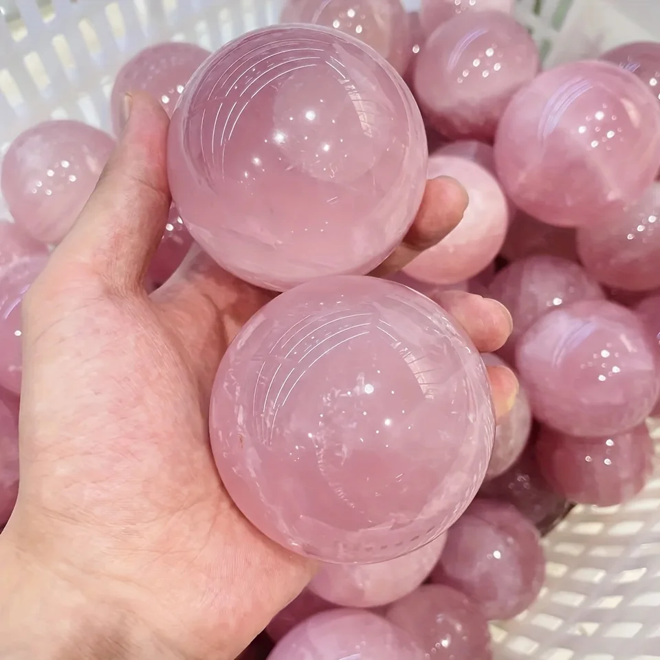 Pierre de sphère de quartz rose, boule de quartz rose, boule de cristal, sphère de cristal de quartz rose, cristal de quartz, énorme guérison en cristal, B124