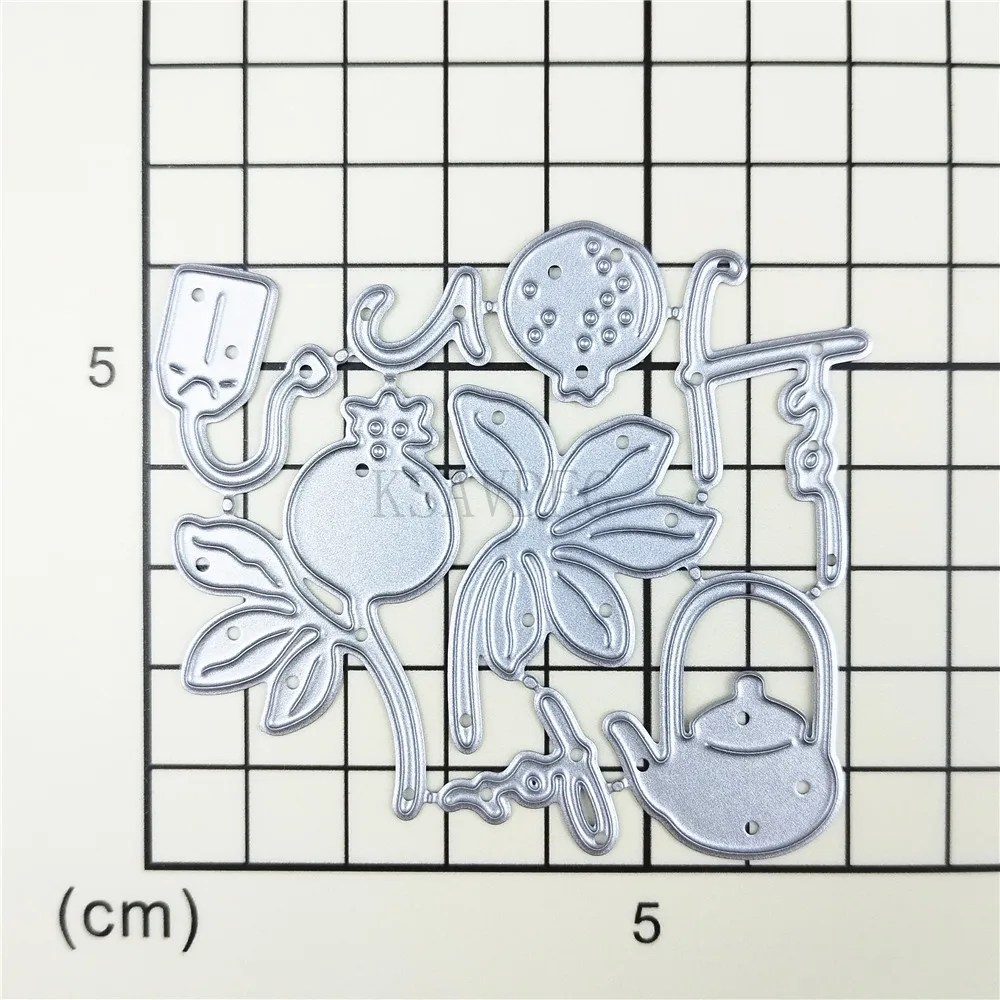 Pomegranate Teapot Label Metal Cutting Dies for Card Making Paper Embossing Mold Die Cuts Sets Album 2024 New Scrapbook Stencils