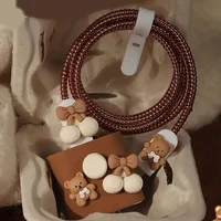 New Charger Cable Protector for Iphone 15 14 13 18W/20W Charger Protector Cover Cartoon Bear Protective Data Line Spiral Winder 3