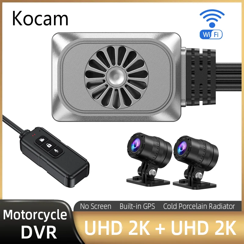 UHD 2K Motorcycle Camera Recorder WiFi Dual 1440P FHD Motorcycle DVR