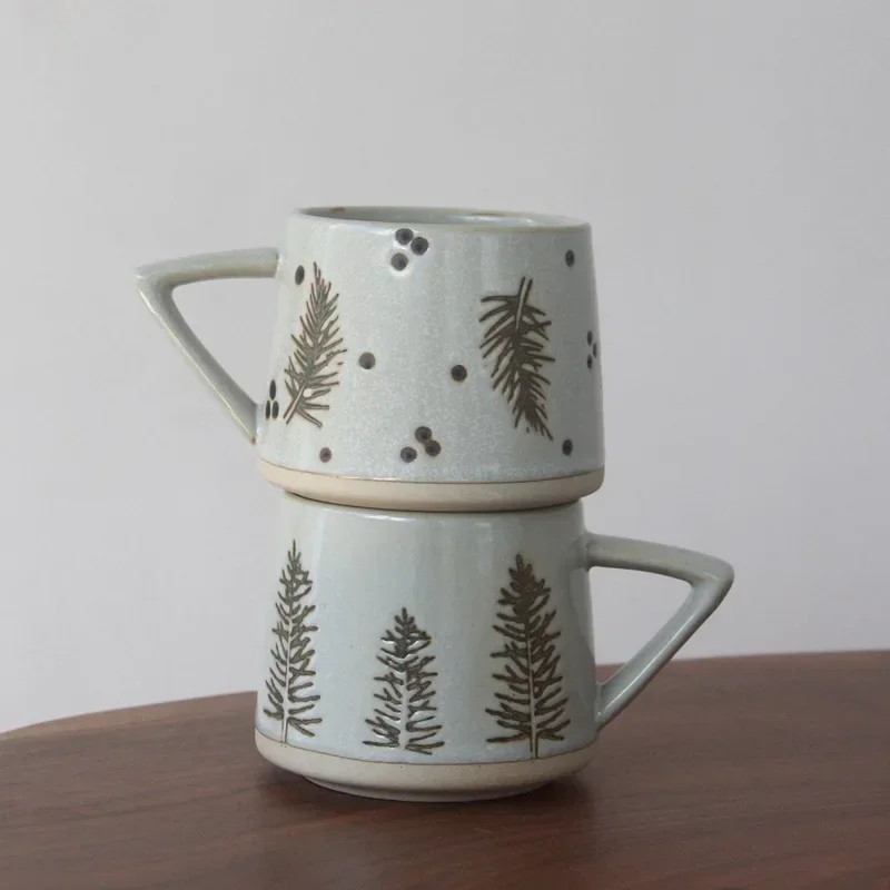 Tazza da Caffè in Ceramica Solhui Nordic Star Moon con Manico Dorato e Piattino, Motivo Floreale