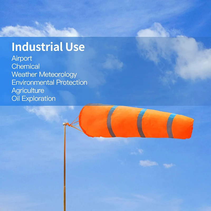 Wind Sock 60/80/100cm Windsock Outdoor Wind Direction Measurement Reflective Belt Rip-stop Weather Vane For Airport Aviation Garden Farm