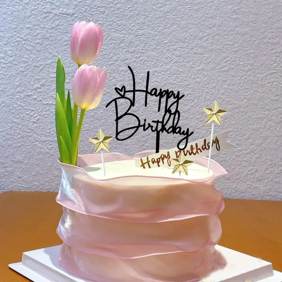 Black Star Birthday Cake Topper for Celebrations