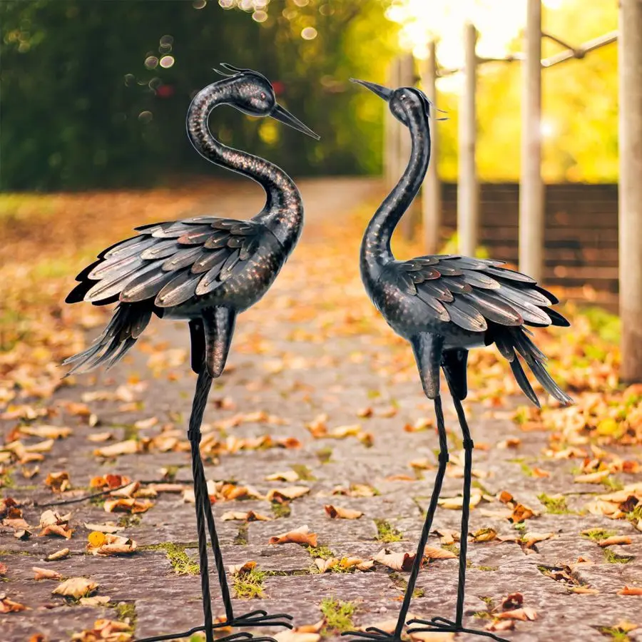 Metal Crane Garden Statue image 6