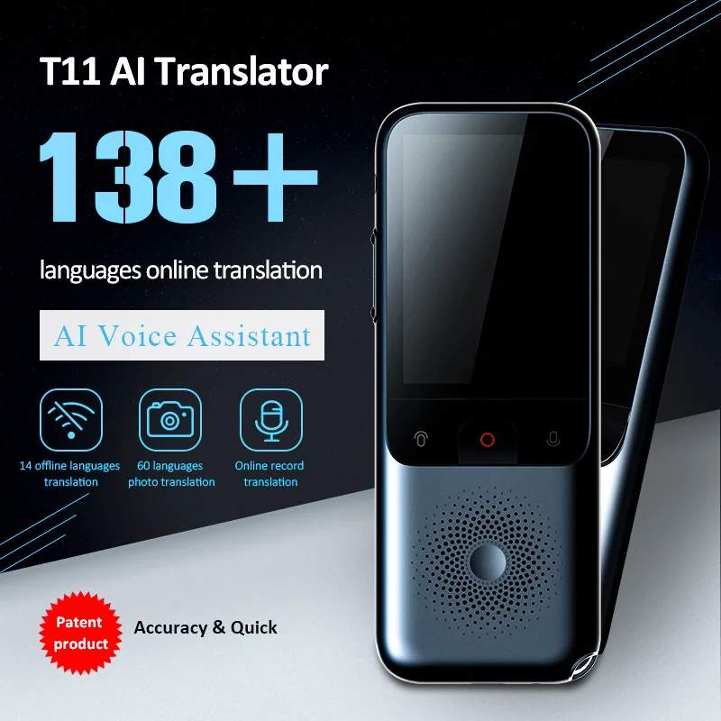 

2023 Новый портативный аудио переводчик T11 138 язык умный автономный переводчик в реальном времени Smart Voice AI Voice Photo переводчик