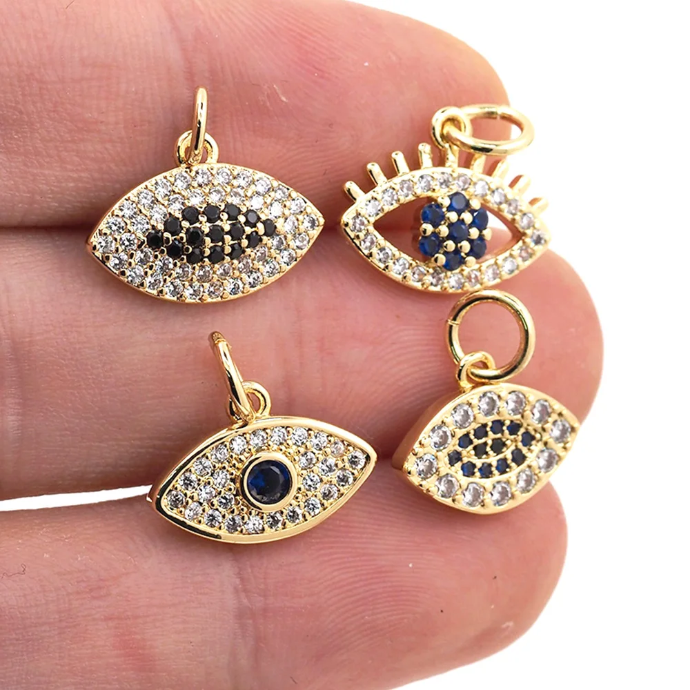 

Classic Turkey CZ Evil Eye Pendant Gold Plated Colorful Zircon DIY Making Necklace Bracelet Accessories Jewelry