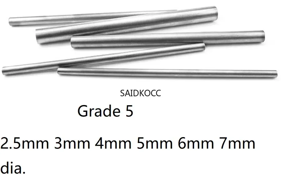 2.5mm 3mm 4mm 5mm 6mm 7mm dia. Grade 5 TA6V titanium alloy rod titanic Ti stick ti bar BT6 TI-6AL-4V Gr5 TC4 Titanium round rod titanium alloy rod