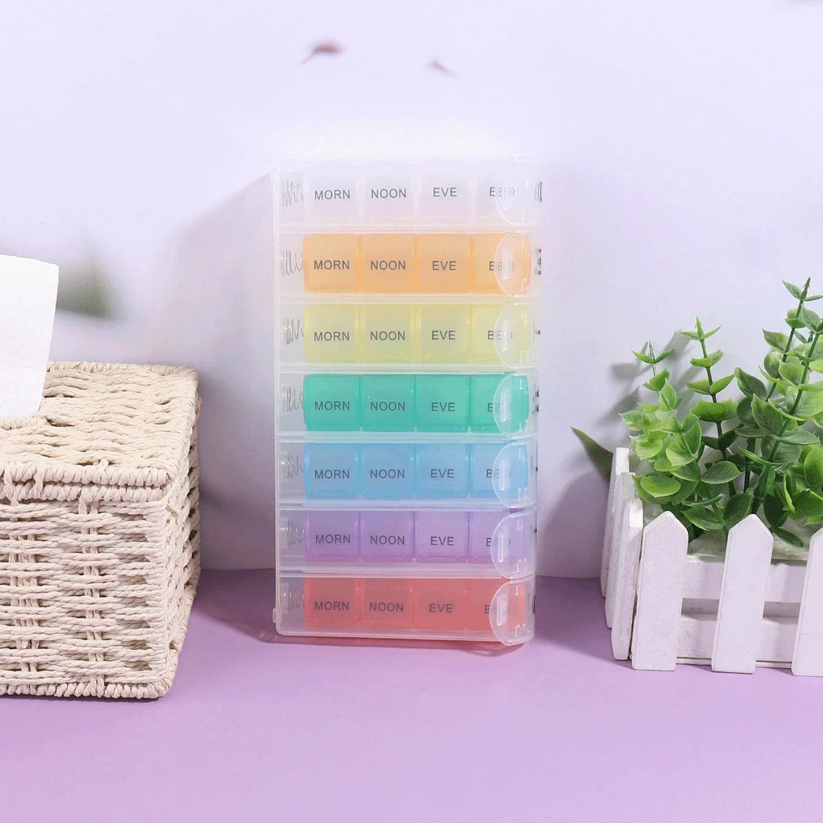 Portable 7-Day Multifunctional Pill Organizer with Spring Pop-Up Compartments