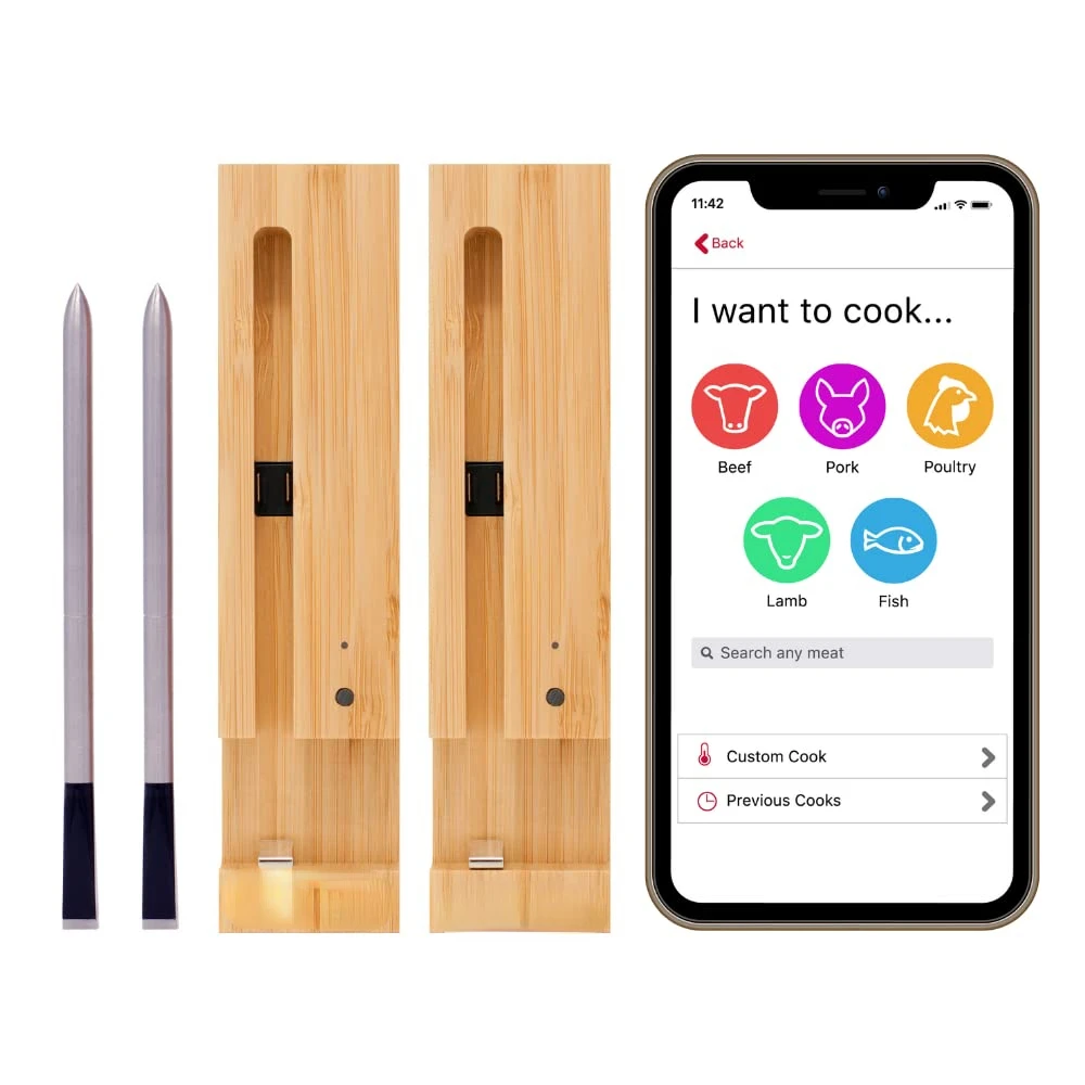 

Dual Bundle | Long Range Wireless Smart Meat Thermometer | for The Oven, Grill, Kitchen, BBQ, Smoker, Rotisserie