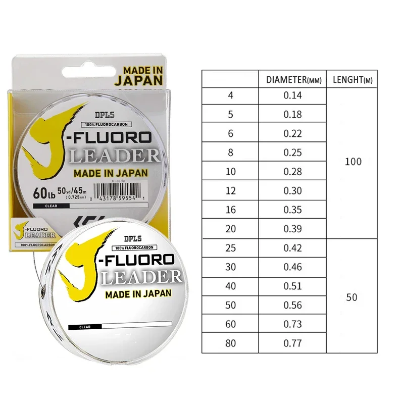 DaiwaJ-Fluorocarbon Fluorocarbon  Leader 100m 50m Sinking Clear Fluorocarbon Line Made in Japan 6