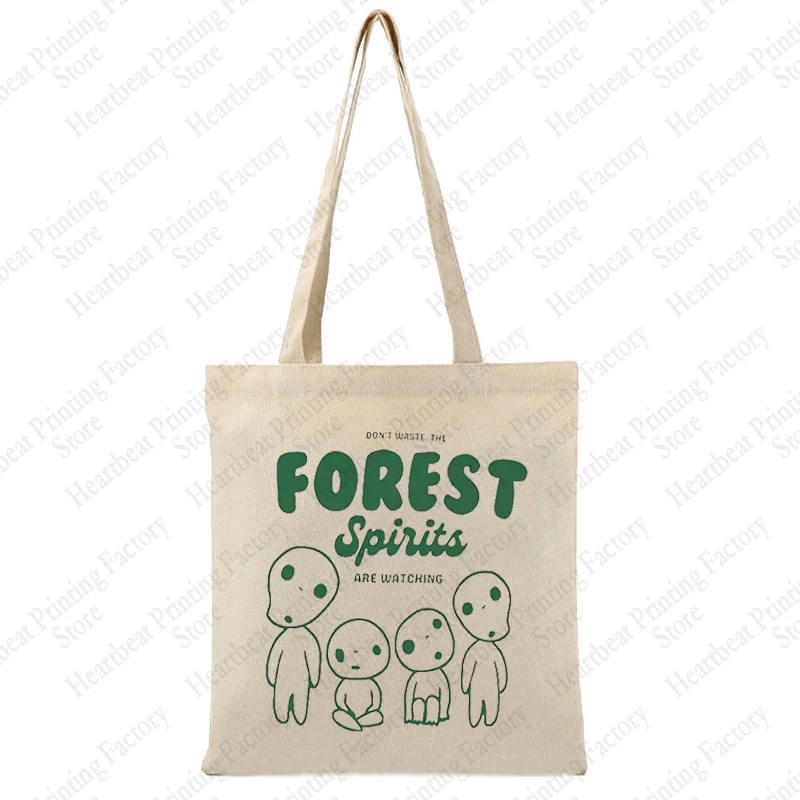 Сумки-тоуты Kodama Forest Pattren, Подарочная сумка в стиле аниме, милая сумка в стиле Kawaii для подарка на день рождения, винтажные подарочные холщовые сумки для покупок в стиле аниме (art.: 3920c6ca779fd) - 3920c6ca779fd