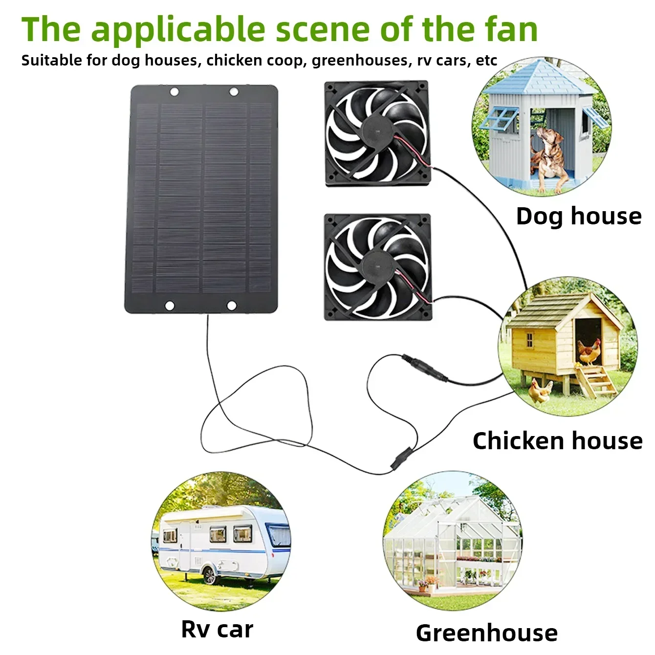 6-inch Solar Ventilator 15W-25W Is Suitable for Quiet Energy-saving and Environmental Protection in Henhouses and Kennels EESBAO