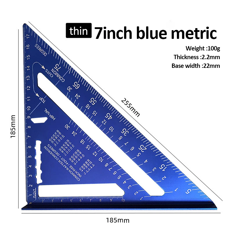 7'' /12" Measurement Tool Aluminium Alloy Carpenter Set Triangle Ruler Protractor for Woodworking and Carpentry Metric/Imperial