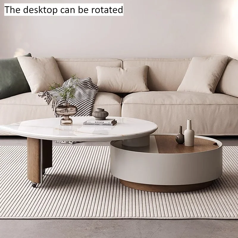 Rotatable Round Coffee Sofa Table Luxury Living Room Sofa Living Room Table Bedroom Desks Designer De Salon Kotatsu