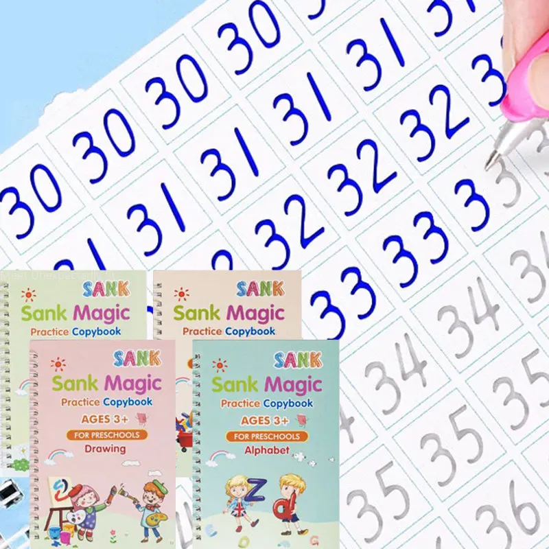 

Magic CopyBook with Pens Montessori Calligraphy Copybook Children's Montessori Toys Reusable Calligraphy Handwriting Notebooks