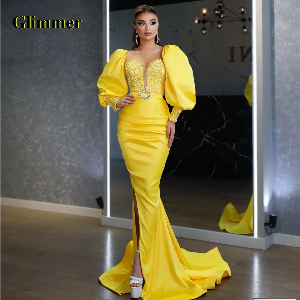 

Glimmer Puff Sleeve Sexy Evening Dresses Formal Prom Gowns Dropping Shipping Vestidos De Fiesta Celebrity 15 Ans Vestidos Fiesta