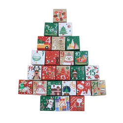 24 - Piece Christmas Advent Calendar Kraft Paper Candy Gift Box Set for Holiday Countdown Decorations (7cm 24pcs)