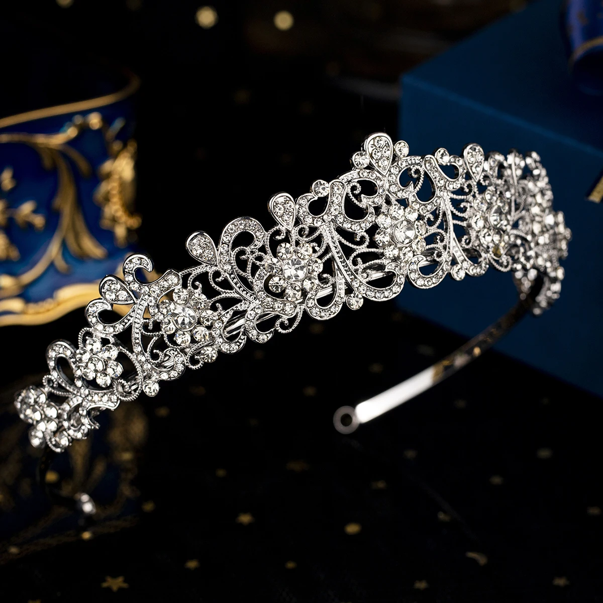 Vintage Bridal Crown Baroque Round Cake Crown Crystal Hair Bands Wedding Dress Headdress Hair Accessories Jewelry