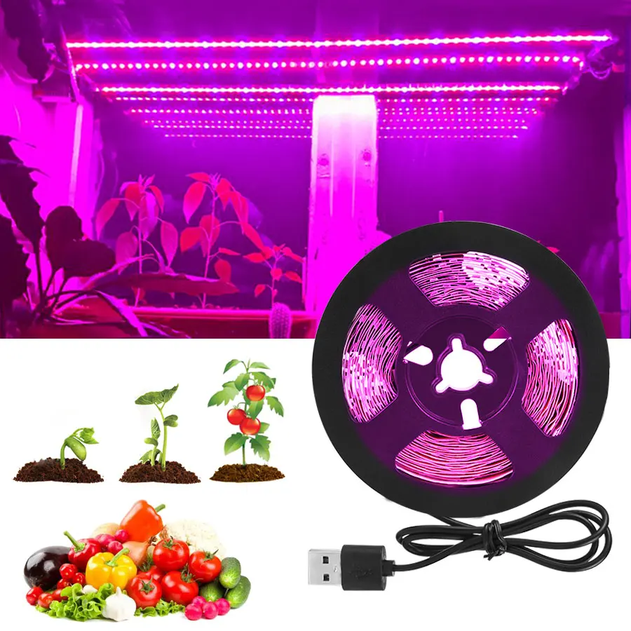 LED Grow Light DC 5V USB Full Spectrum 2m 3m Plant Light Strip Phyto Lamp Vegetable Flower Seedling Tent