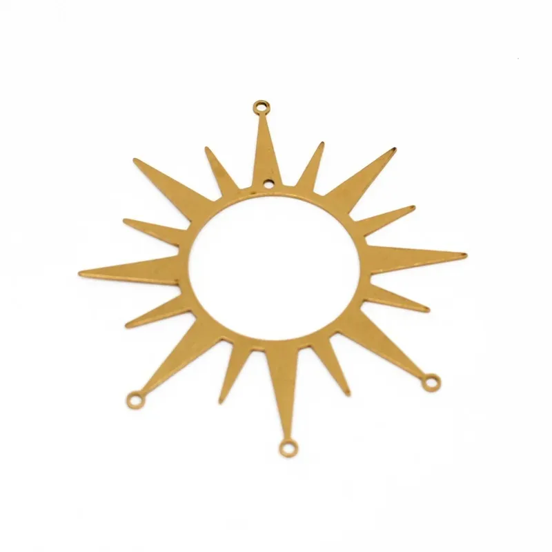 황동 도금되지 않은 태양 펜던트 DIY 크리스탈 Suncatcher 빛 그림자 바람 종소리 만들기 부품 창 크리스마스 교수형 장식 서스펜션