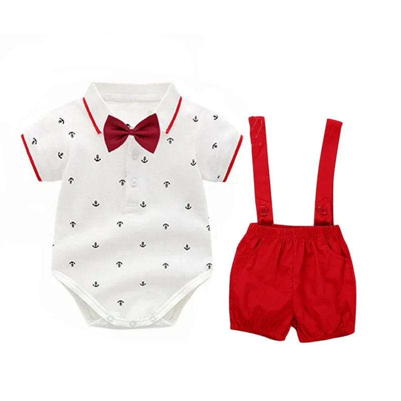 Newborn Baby Boy Romper Suit Set Bow Tie Clothing Set for New Year