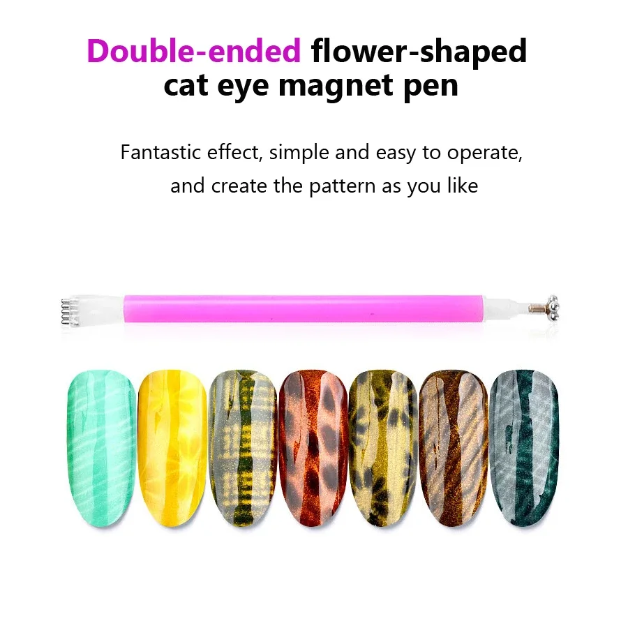 Double-Headed Nail Art Magnet Stick for Cat Eye Gel Polish 3D Line Strip Flowers Effect Professional & Home Use magnetic nail art tools cat eye nail tool magnetic nail tools