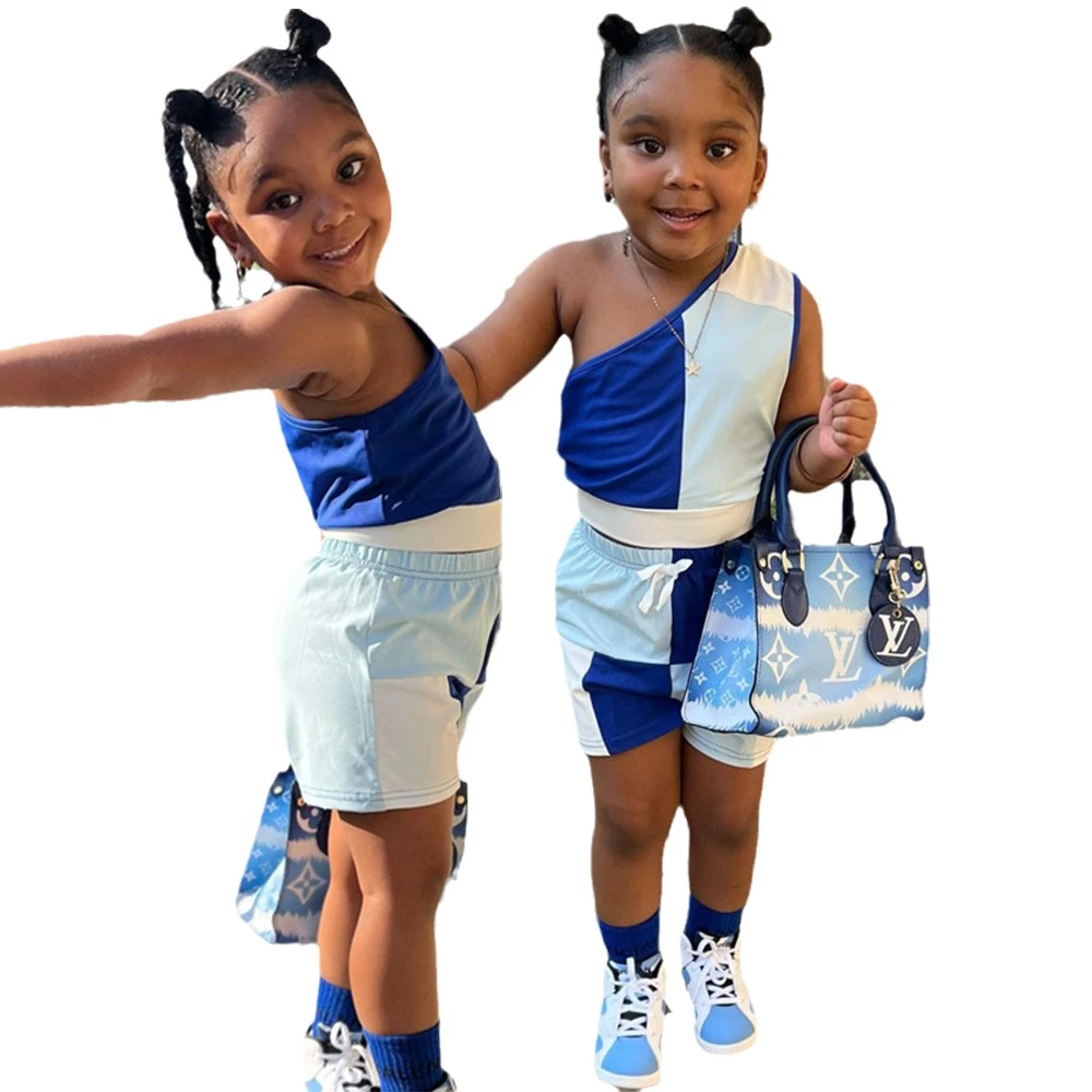 Ropa de verano para niña pequeña, de un hombro y pantalones elásticos, conjunto 2 piezas, chándal para bebé| - AliExpress