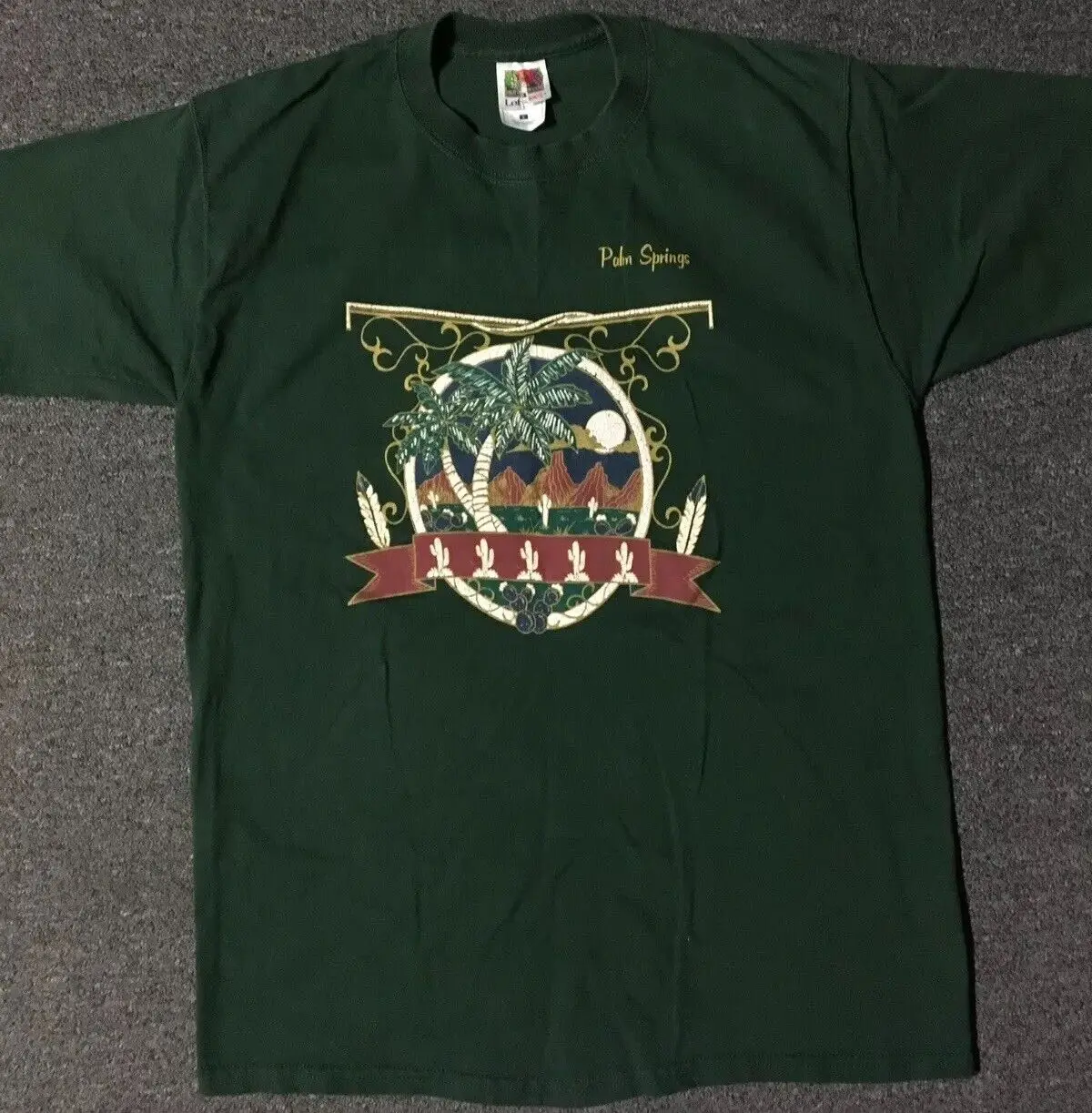 Vtg 90S Palm Springs California Shirt L Cactus Trees Grunge Beach Surf Usa Maniche Lunghe