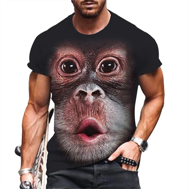 

Men's T-Shirts Fashion Monkey 3D Print Tops Short Sleeve Casual Summer T Shirt Male Funny Clothes O-Neck Loose Oversized Shirt