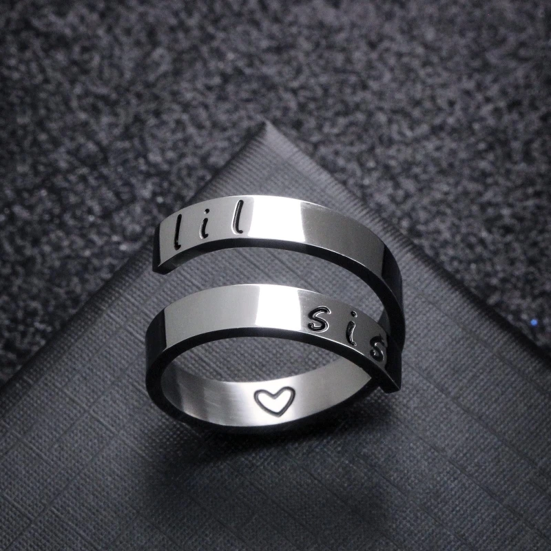 

Тонкие кольца с гравировкой на палец, кольца для сестер, регулируемые женские ювелирные изделия, подарок, кольца с гравировкой