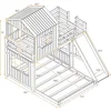 Floor Bunk Beds with Slide, Wooden Twin Over Full Bunk Beds with Slide, Roof and Guard Rail for Kids, Teens, No Box Spring Neede 3