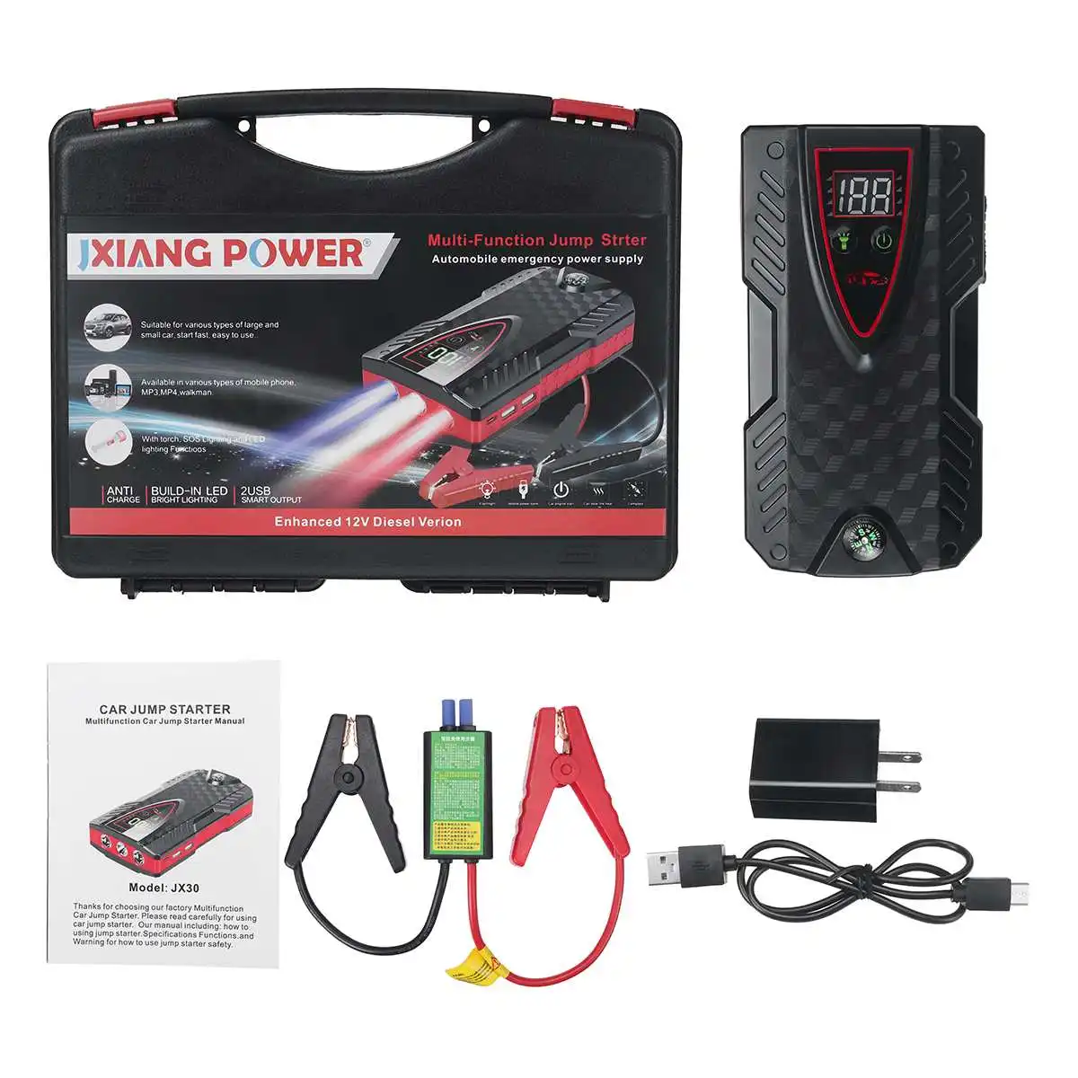 Audew Car Quick Starter 99800mAh 12V Car Jump Starter Power Bank Dual USB Emergency Battery Charger Car Booster Starting Device car jumper Jump Starters