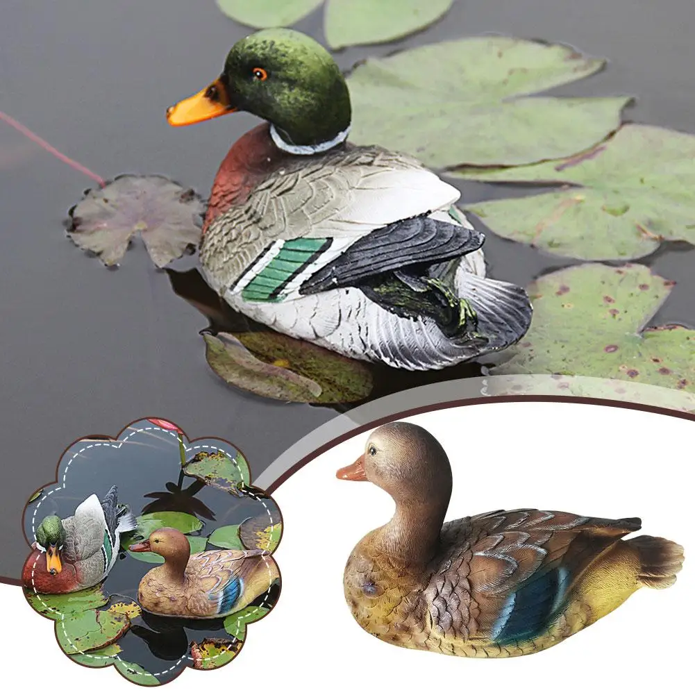 Resin Statue Mandarin Duck Courtyard Pond Floating Swan Not Fade Animal Decorations Ornaments Home To Easy Simulation