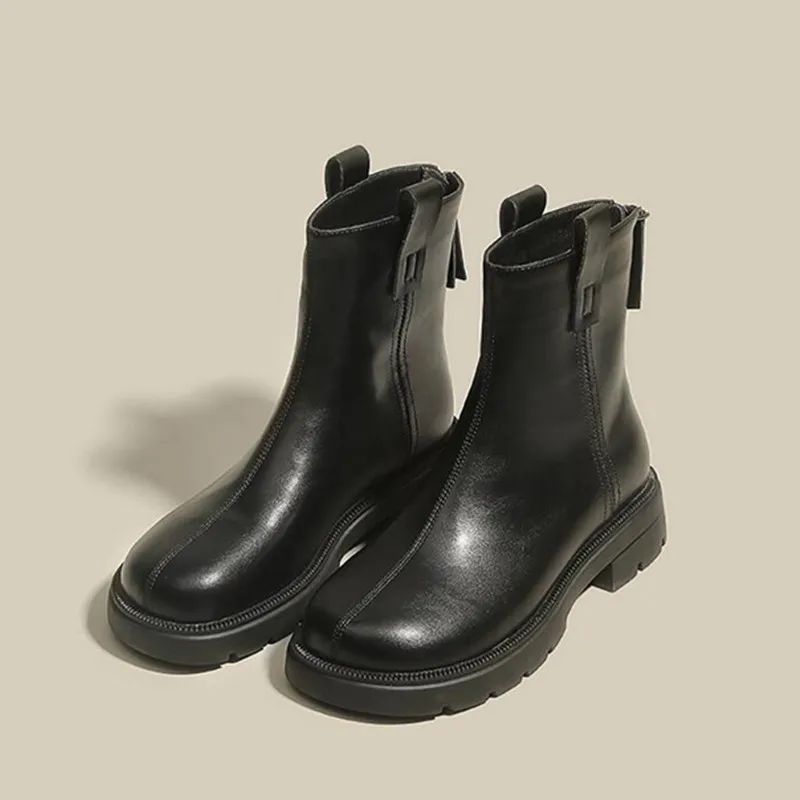 brand Soft-faced Boots 2022 New Trendy Western Style Fashion All-match Thick Heel British Style Autumn Winter Short Boots Women