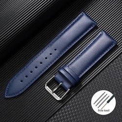 Premium Calfskin Leather Watch Strap - Universal Fit Bracelet - 18mm (Blue)