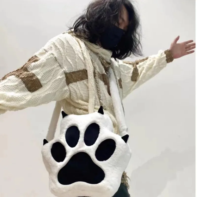 Cute Cat Claw Bag Backpack Large Capacity Women Plush