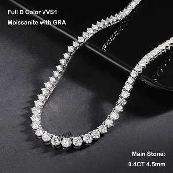 3 Claw 0.4CT 4.5mm Gradient Full D Color Moissanite Diamond Tennis Necklace for Women 925 Silver GRA Certified Neck Chain 3