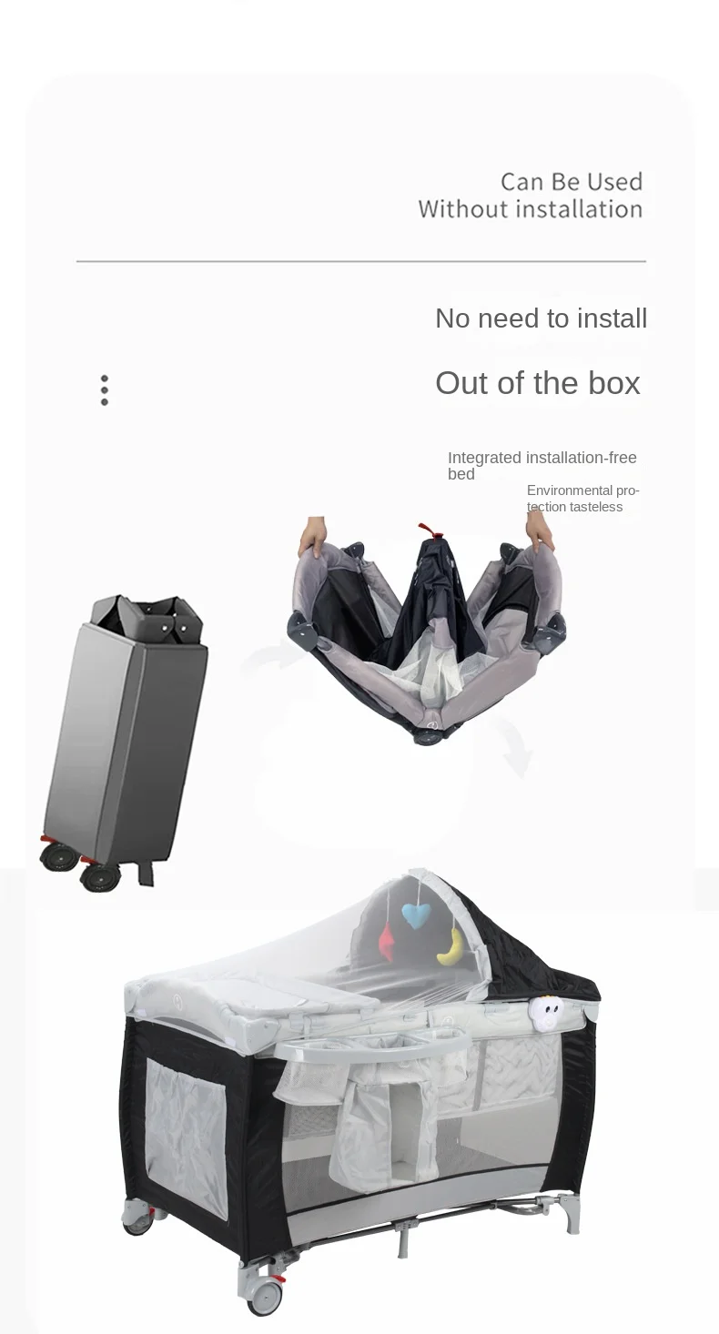 Baby Crib Newborn Multifunctional Baby Bed Foldable Cot With Diaper Table Crib Cradle with Mosquito Net Cribs Baby Playpen S2722f87704e74721824646da3a585941e