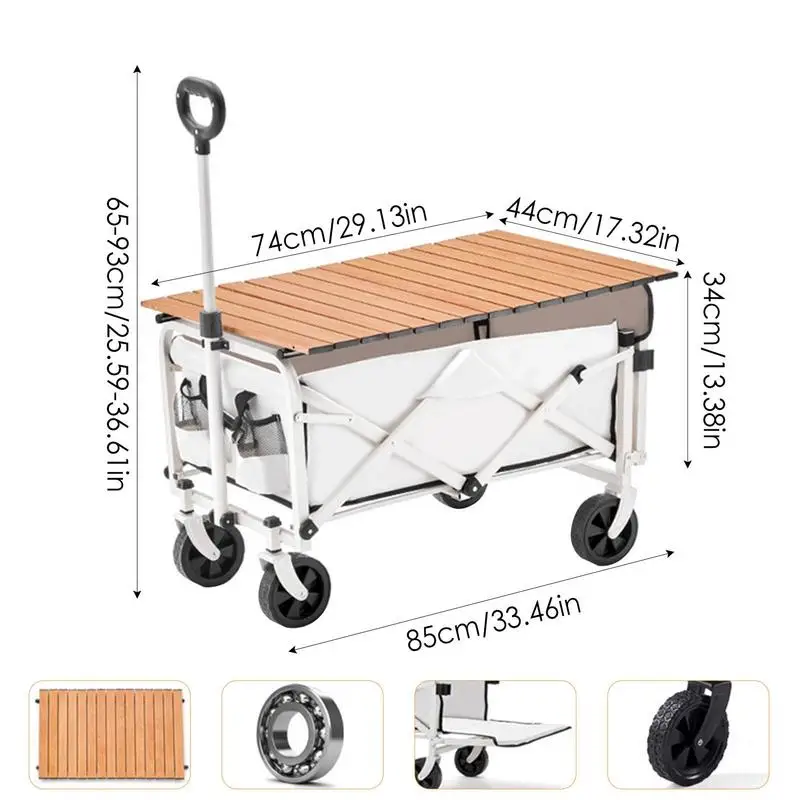 Camping Carts Portable Folding Cart Large Capacity Trolley Multifunction Cart Folding Wagons Outdoor Camp Trailer Light Handcart