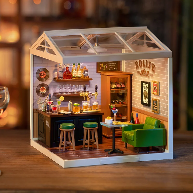 Robotime Rolife Super Creator Series Plastic Dollhouse Building Blocks for Kids Yum Burgers Leisurely Cheers Bar Sweet Sips Tea 6