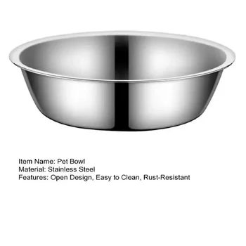 Stainless Steel Pet Bowl Open Design Rust-Resistant Smooth Surface Pet Dish Pet Water Food Bowl Metal Feeder Bowl Cat Bowls 5