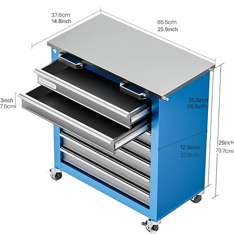 AIRAJ Seven Drawers Metal Cabinets Heavy-duty Tool Workshop Drawers Mobile Auto Repair Tool Carts Hardware Storage Toolbox tool organizer