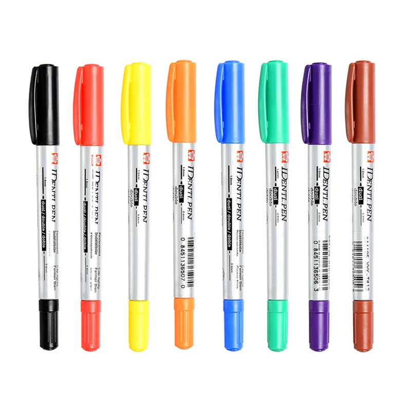 1pc Japan SAKURA Oily Double-nib Marker Waterproof Color Marker Pen CD Disc Marker Pen Writing Supplies картридж sakura cb542a 716y для hp color lj cm1312mfp cp1215 cp1515 cp1518 canon lbp5050 lbp5050n mf8030cn mf8040cn mf8050cn mf8080cw 1980b002 ж