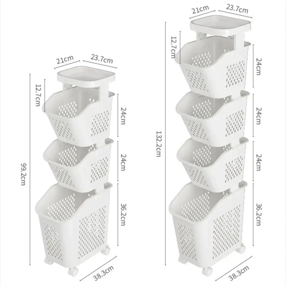 Storage rack folding shopping cart kitchen storage cart Multilayer Laundry Basket With Wheels for Bathroom Clothes Storage