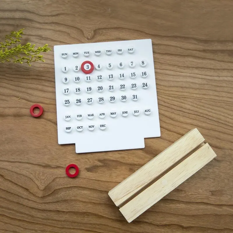 Wooden Calendar Ornament Acrylic Wooden Base Handmade DIY Office Desktop Home Decor
