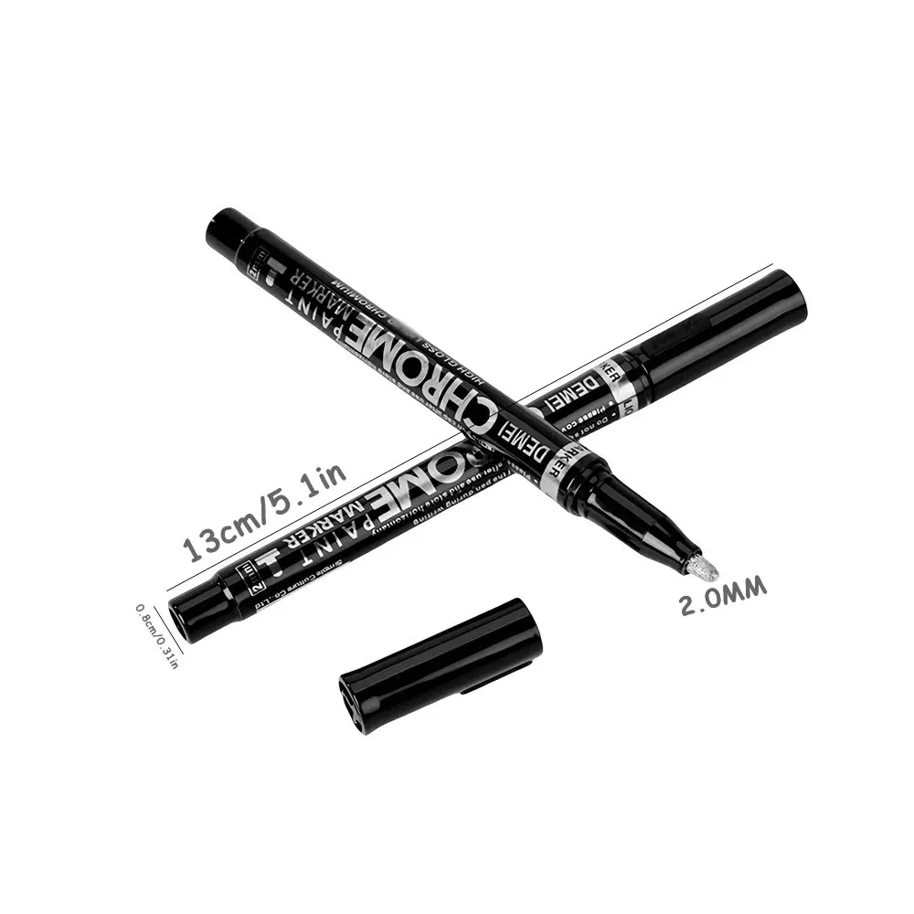 6Pcs Chrome Mirror Marker DIY Silver/Gold Chrome Pen Metal Waterproof Reflective Paint Marker 2.0mm Car Styling Art Craftwork paint marker pen mirror marker pens paint pen art marker pen art markers marker pens